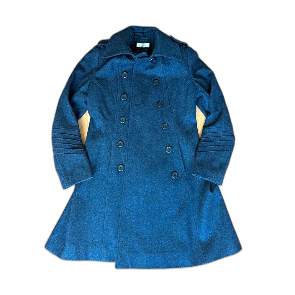JO by Jennifer Lopez Pea Coat Womens M Black Double Breasted Lined Mid-Length